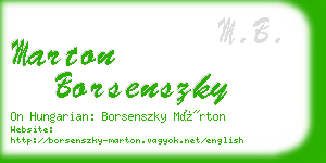 marton borsenszky business card